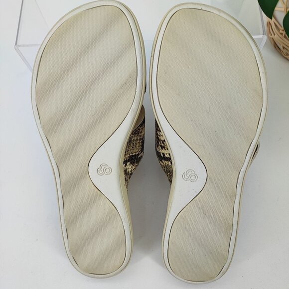 Clarks Women's JuneShell Taupe Snake Leather Slide Sandal Size 6M - Picture 9 of 9